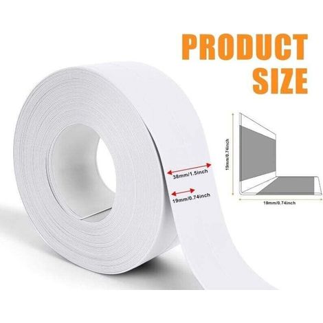 Plinthe Adhésive PVC Souple 38mm x 5m, Finition Blanche pour Cuisine et Salle de Bain, Baguette de Protection Autoadhésive