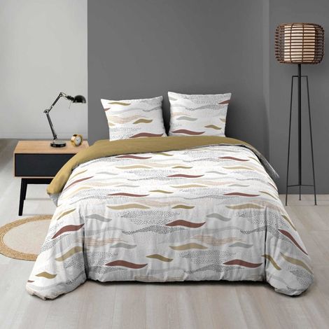 Housse de couette 240x220 + 2 taies imprimées VAGUES (1/5)