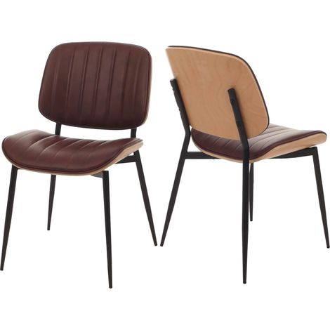 [NON UTILIZZATO] Set 2 sedie per sala da pranzo HHG-182, cucina, ecopelle legno curvato (370g/m²) Oeko-Tex MVG, naturale, marrone
