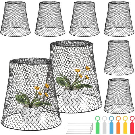10 Pièces Cloches Grillagées pour Plantes, Cloche de Jardin en Métal, Cloche de Plante en Fil de Jardin en Métal, Cloche de Jardin en Fil de Fer pour Éloigner Poulets Écureuils Oiseaux (Noir) (1/5)