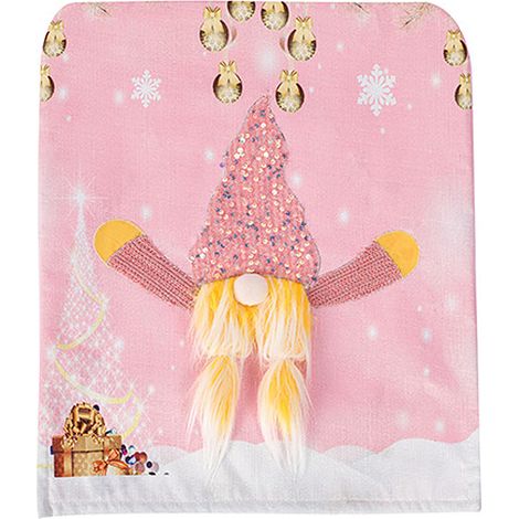 Dekorativer Stuhlbezug in Form einer Gartenzwergin aus weichem Polyester mit Beleuchtung für Küche und Bankett, rosa (1/2)