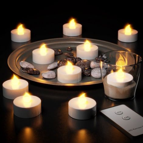 10 Bougies LED Blanc Chaud pour Table de Noël décoration maison : Télécommande incluse (1/2)