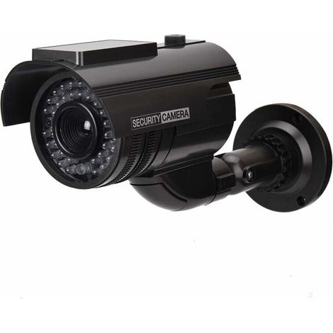 Caméra vidéo simulée-Une caméra de Surveillance extérieure factice pour l'intérieur avec Panneau Solaire alimente la lumière LED Simulation Caméra factice simulée pour la sécurité à domicile (1/5)