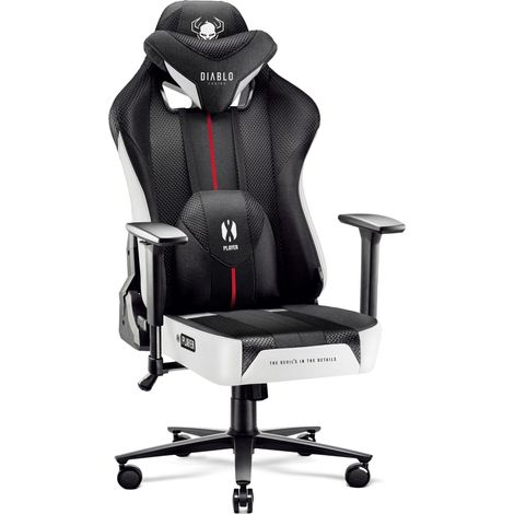 Gaming Stuhl Diablo X-Player 2.0 Stoffbezug Normal Size: Schwarz-Weiß