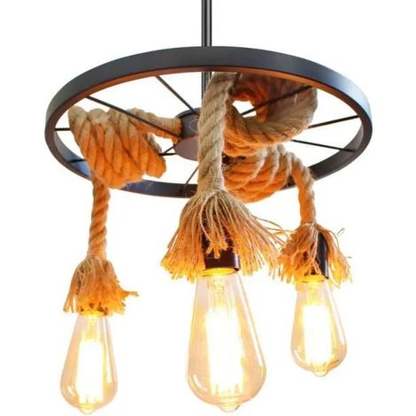 FUSION& E27 Suspension Industrielle en Fer 3 Tete Lampe Intérieur pour Cafe (1/4)