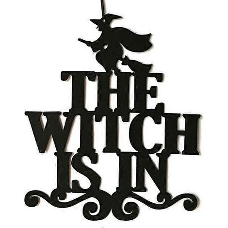 Décoration de porte d'Halloween : La sorcière est là Panneau suspendu, ornements de porte, décoration de fête d'Halloween pour la maison (1/5)