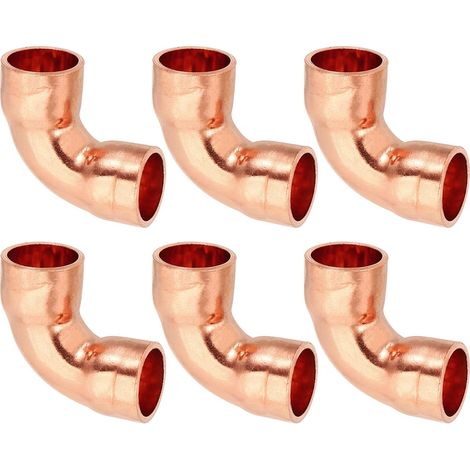 6pcs Raccord Coudé en Cuivre pour Tuyaux Gaz, 12.7mm Tuyau d'Arrosage Durite Essence, Raccords Tuyauterie à Pression HVAC Climatisation Plomberie, Épaisseur 1mm - 3/8" (1/5)