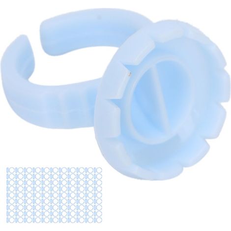 100 Anneaux Porte-Colle Jetables Bleus pour Extensions de Cils, Lot de 100 Pièces (1/5)