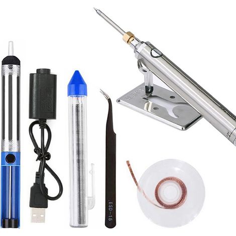 Soldador inalámbrico portátil recargable, temperatura ajustable, calentamiento rápido, punta de cobre, batería de 1300 mAh. (1/5)