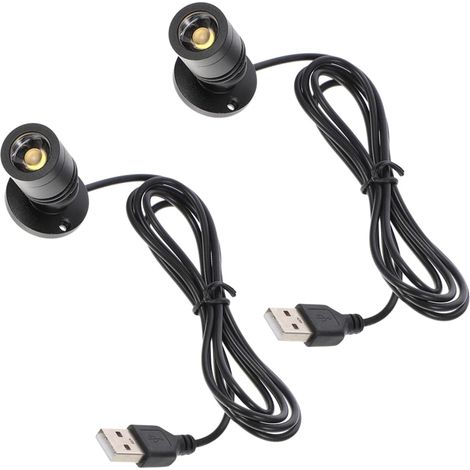 2 Pièces Petits Spots Led Usb Pour Armoire Lumière Led Intérieure Sous Meuble Cuisine Projecteur Mini Spot Avec Angle Réglable Pour Présentoir Bijoux (1/5)