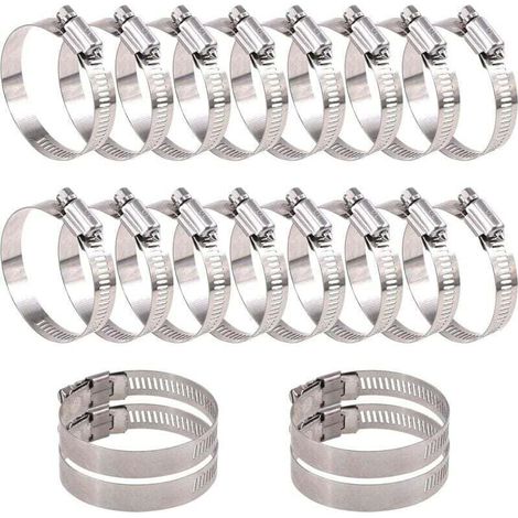 Surtido de 20 abrazaderas de manguera ajustables, XU, con engranaje sinfín, acero inoxidable 304 (40-63 mm) - KZQ (1/4)