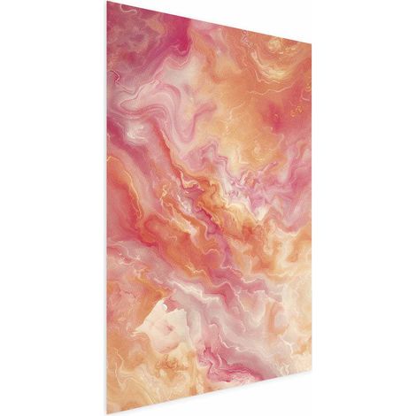 Póster - Colores llameantes - formas dinámicas en los colores del fuego y el rosa (1/4)