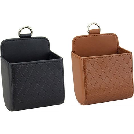 Confezione da 2 borse organizer per auto, borse organizer multifunzionali per cellulare, borse da appendere, scatole portaoggetti, accessori per auto - Arancione e nero