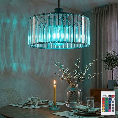 Pendelleuchte Kristall Wohnzimmerlampe Hängelampe Fernbedienung dimmbar Farbwechsel, 1x 4W 470Lm warmweiß, DxH 31x120 cm (1/5)