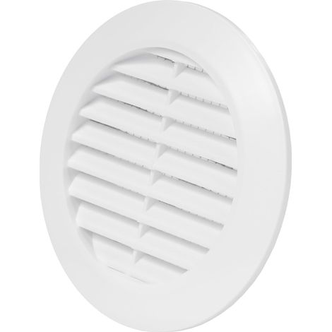 Grille d'aération ronde - 1 unité - Plastique blanc - Ventilation à persiennes 70mm - Portes et cloisons intérieures - Diamètre 10 cm (1/5)