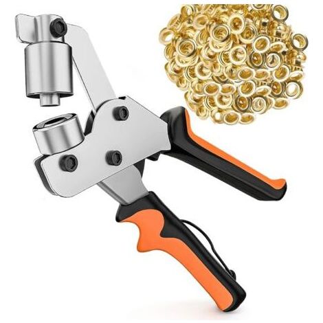 Kit d'œillets métalliques 10 mm, pince à œillets avec 300 œillets, pince perforatrice, kit de perforation professionnel pour bâches, tissus, cuir, carton, affiches, bannières (1/5)