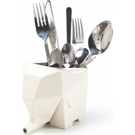 Porte-couvert Blanc éléphant Plastique égouttoir à Couverts-Ywey (1/5)