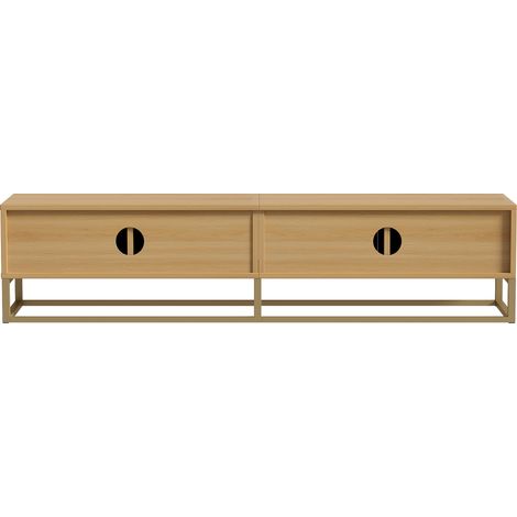 Mobile TV 180 cm effetto legno con 4 ante e maniglie semicircolari MODENUIT (1/5)