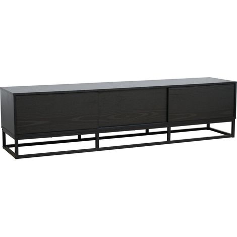 Meuble TV 3 portes rectangulaire L180 cm noir