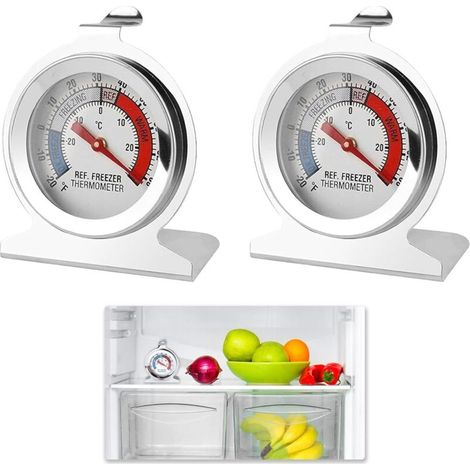 4 Pièces Thermomètre Congélateur, Thermometre Frigo en Acier Inoxydable pour Réfrigérateur et Congélateur, Plage de Température -30°C à 30°C / -20°F à 80°F, Cadran Large et Clair, Installation Facile (1/5)