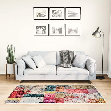 Teppich Waschbar Patchwork 80x150 cm Mehrfarbig