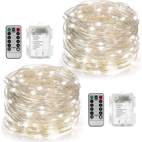 Guirlande Lumineuse - 50 LED - 4,9 M - Avec Télécommande - Étanche IP44 - Pour Jardin Terrasse Extérieur - Lot De 2 (1/5)