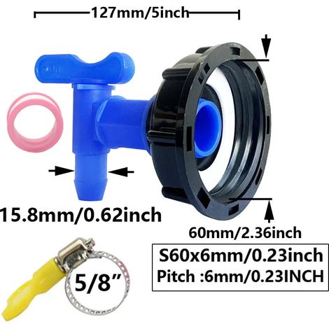 Adaptateur de robinet pour réservoir IBC 3/4" (D) - Filetage grossier S60 vers raccord de tuyau 5/8" - Vannes - Raccords - Réservoirs d'eau de jardin - Remplacement de robinet (1/5)