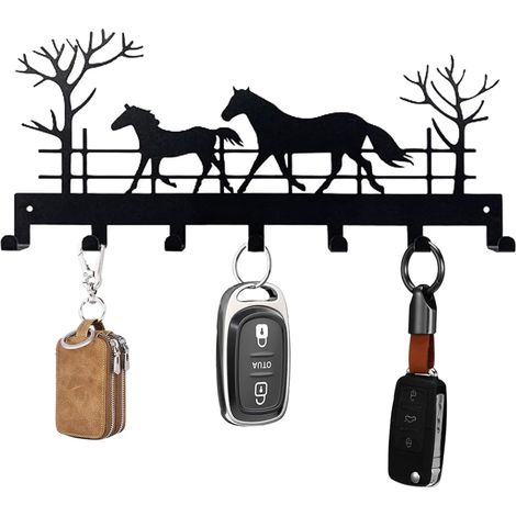 Accroche porte clé en métal accroche, decoration maison porte manteau pour porte salon cuisine boite de crochet rangement patere muraleClef Mural . (cheval) (1/5)