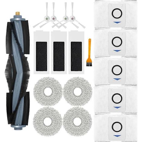 Accessoires de rechange pour aspirateur robot Omni T20 : brosse principale, filtre HEPA, lingette de nettoyage et sacs à poussière. (1/5)