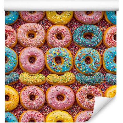 Papier peint Donuts colorés rouges, oranges et dorés 50x1000 cm (1/4)