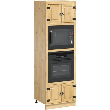 Armoire en Bois Massif de Pin, Couleur Miel, Style Chalet, 66 x 58 x 207 cm, Placard de Rangement avec Portes, Meuble de Chambre à Coucher (1/5)