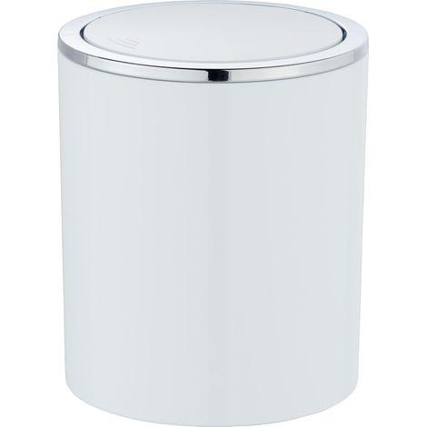 Mini Poubelle Salle de Bain, Poubelle à Couvercle, 2L, Blanc, Plastique, Ø 14 x 16,8 cm (1/5)