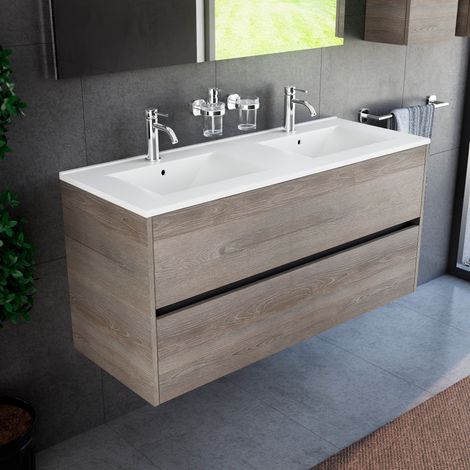 Inda - Mobile bagno 120 cm Diamante Olmo fume con 2 cassetti e (1/3)