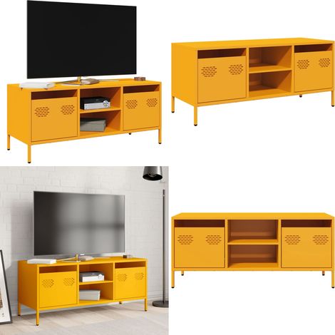 Mueble para TV acero laminado en frío amarillo 101,5x39x43,5 cm - Mueble de acero - Mueble industrial