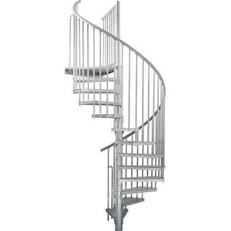 Scala a chiocciola esterni 14 gradini - Altezza raggiungibile 2,66 a 3,29m - Diametro 1.60m - Struttura grigia e gradini grigi - RONDOZINK160-S-14