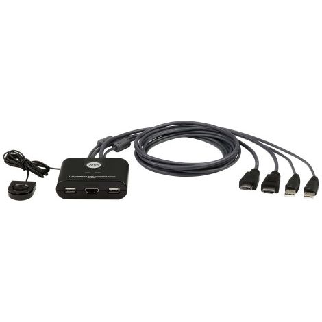 ATEN Switch KVM USB FHD HDMI de 2 puertos en formato cable