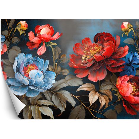 Fototapete Gemalte Blumen Botanik Natur 150x105 cm