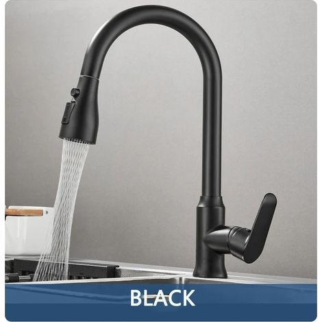 Robinet de cuisine extractible en acier inoxydable (BlackC-G1/2), double usage eau chaude/eau froide, anti-éclaboussures, chauffe rapide, robinet de lavabo domestique (1/5)
