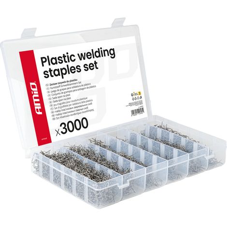 Confezione grande di punti metallici per plastica, 3000 pezzi. amio-04743 (1/5)