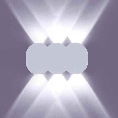Applique murale intérieure LED 6 W, modèle rectangulaire moderne à éclairage indirect (haut/bas), lumière blanche froide 6000 K, en aluminium blanc. (1/5)