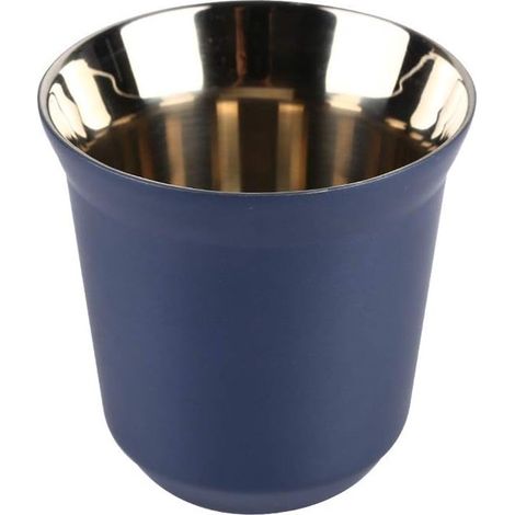 Kaffeetasse, Espressobecher, Edelstahl, doppelt wärmeisolierend, Kapsel, dunkelblau (1/5)