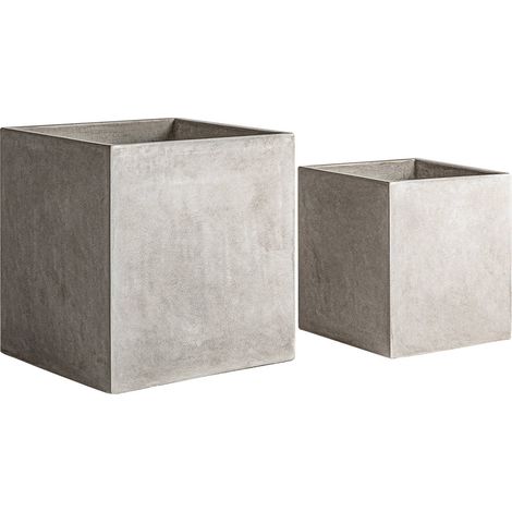 Jardinière en terre cuite grise style industriel finition patinée - Gris patiné effet minéral (1/4)