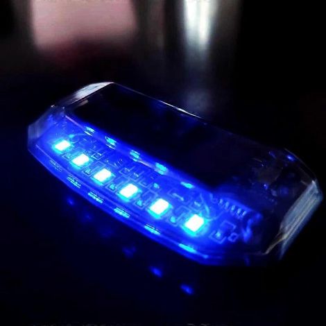 Nueva alarma antirrobo para autos con simulación de vibración solar, LED azules a rojos, sistema de seguridad y disuasión contra robos. (1/5)