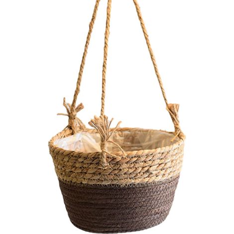 Panier suspendu en corde pour pots de fleurs, panier à plantes tressé en corde de coton, support de rangement pour plantes, décoration intérieure (1/5)