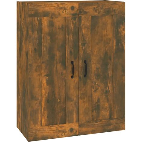 Armario de pared colgante roble ahumado 69,5 x 32,5 x 90 cm optimización de espacio de almacenamiento moderno en madera contrachapada roble ahumado 020048323 (1/5)