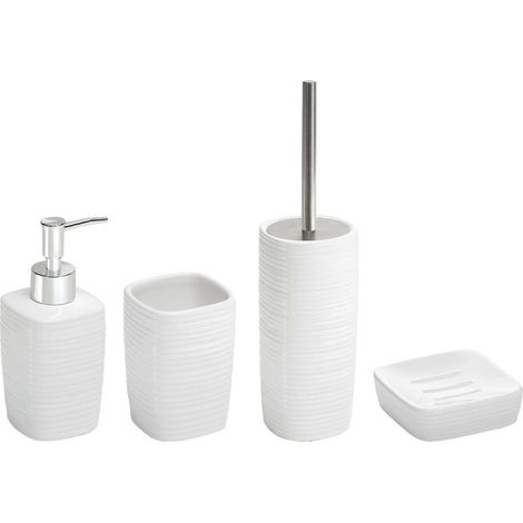GEDY KY990200000 Set 4 Piezas (Dosificador, Portacepillos, Jabonera, Escobillero) Blanco - ref: KY990200000