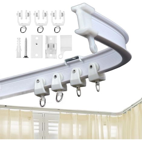 Tringle pliable en alliage de métal et plastique flexible pour rideau de fenêtre, blanc, 200cm Ceiling Mount (1/5)