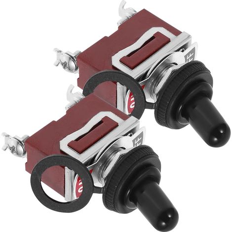 2 Pièces Interrupteur à Bascule 2 Broches 2 Positions Capuchon Étanche en Fer Abs Cuivre pour Tableau de Bord Voiture et Équipement Électronique (1/5)