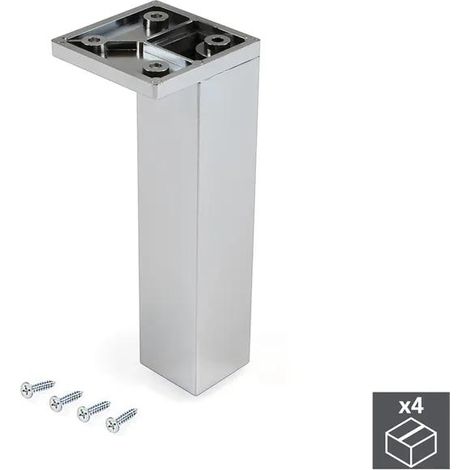 emuca lote de 4 pies regulables para muebles smartfeet, esquina, regulable 140-150mm, plástico, cromado