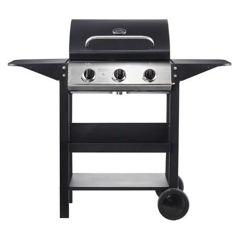 Muvip Grill gas 3 Brenner - 1209x586x1076mm - emaillierte Roste, Seitenablagen, thermometer im Deckel - Farbe schwarz